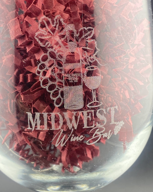 Engraved Stemmed Wine Glass